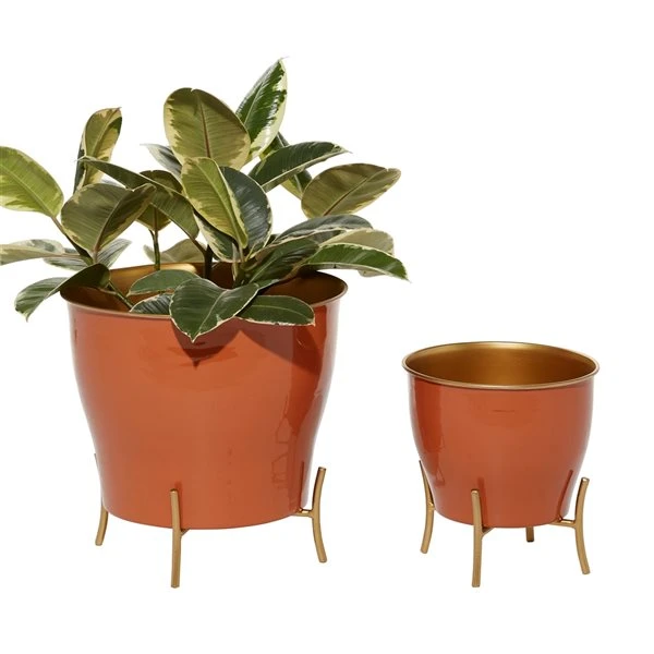 Grayson Lane 11.85-in W x 12-in H Orange Metal Wall Planter - 2-Pack 1 Grayson Lane 11.85-in W x 12-in H Orange Metal Wall Planter - 2-Pack
