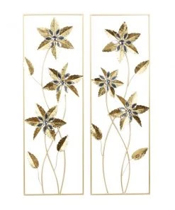 Grayson Lane 36-in H x 12-in W Contemporary Floral Metal Wall Accent - Set of 2