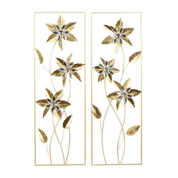 Grayson Lane 36-in H x 12-in W Contemporary Floral Metal Wall Accent - Set of 2 1 Grayson Lane 36-in H x 12-in W Contemporary Floral Metal Wall Accent - Set of 2