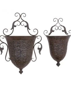 Grayson Lane 16-in W x 22-in H Brown Metal Hanging Planter - 2-Pack