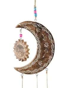 Grayson Lane 27-in Gold Wood Moon Sun and Stars Wind Chime -GRAYSON LANE shop 330942149 AlternateImage4 l