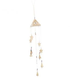 Grayson Lane 32-in Gold Wood Stars Wind Chime with Cone-Shaped Wind Catchers