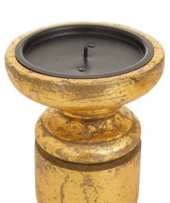 Grayson Lane 1-Candle Gold Wood Pillar Candle Holders - 3-Piece -GRAYSON LANE shop 330942154 AlternateImage3 l