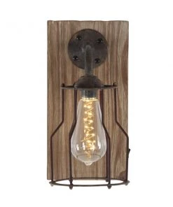 Grayson Lane 8-in W 1-Light Brown Industrial Wall Sconce
