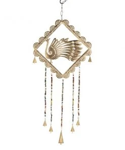 Grayson Lane 30-in Gold Metal Peacock Wind Chime with Multicoloured Glass Beads