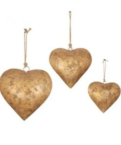 Grayson Lane 20-in Rustic Gold Metal Heart-Shaped Wind Chime - Set of 3