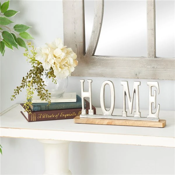 Grayson Lane Glam Silver Wood/Aluminum Home Sign Tabletop Decoration 3 Grayson Lane Glam Silver Wood/Aluminum Home Sign Tabletop Decoration - Image 3