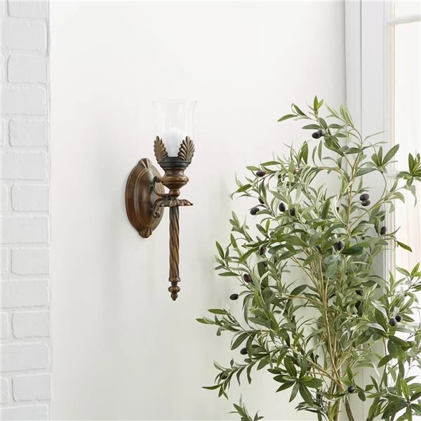 330942183_AlternateImage2_l.jpg Grayson Lane 1-Candle Brown Metal Sconce Candle Holder -GRAYSON LANE shop 330942183 AlternateImage2 l