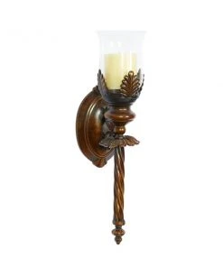 Grayson Lane 1-Candle Brown Metal Sconce Candle Holder