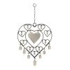 Grayson Lane 22-in Silver Metal Heart-Shaped Wind Chime with Small Bells