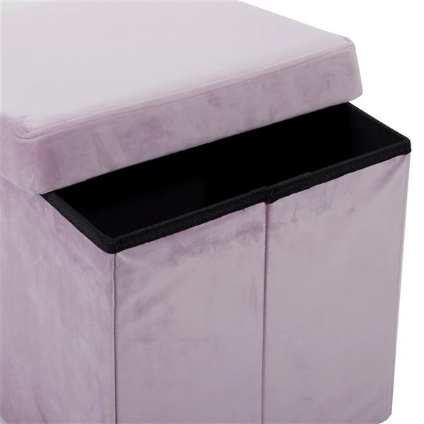 Grayson Lane Modern Pink Polyester Square Integrated Storage Ottoman 4 Grayson Lane Modern Pink Polyester Square Integrated Storage Ottoman - Image 4