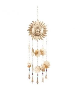Grayson Lane 32-in Gold Metal Sunface Wind Chime with Dangling Flowers