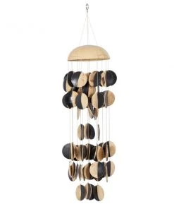 Grayson Lane 17-in Black/Cream Capiz Shell Wind Chime