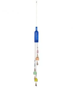 Grayson Lane 41-in Blue Glass Wind Chime with Cone-Shaped Wind Catchers