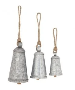Grayson LaneĀ 20-in Grey Metal Tapered Bells Wind Chime - Set of 3