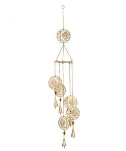 Grayson Lane 39-in Eclectic Gold Celestial Metal Sunface Wind Chime