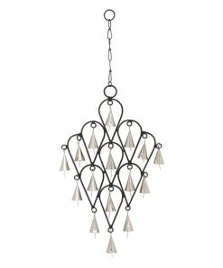 Grayson Lane 22-in Black Metal Reversed Teardrop Structure with Silver Bells Wind Chime