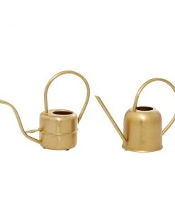 Grayson Lane 10-in x 8-in Gold Metal Glam Planters with Handles - Set of 2