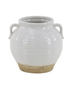 Grayson Lane 9-in x 10-in White Stoneware Vintage Planter