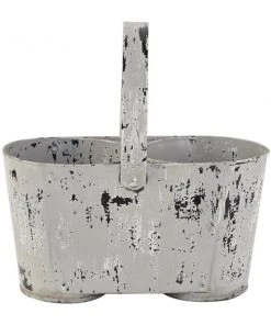 Grayson Lane 13-in x 12-in White Iron Vintage Decorative Planter