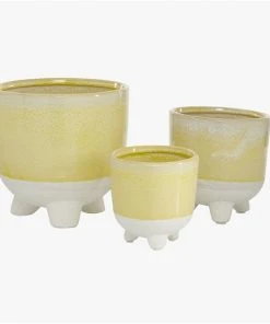 Grayson Lane 7 3/4-in x 7 1/2-in Yellow Ceramic Contemporary Planters - Set of 3 9 Grayson Lane 7 3/4-in x 7 1/2-in Yellow Ceramic Contemporary Planters - Set of 3 -GRAYSON LANE shop 330942249 AlternateImage5 l