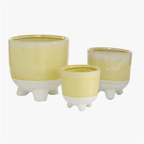Grayson Lane 7 3/4-in x 7 1/2-in Yellow Ceramic Contemporary Planters - Set of 3 5 Grayson Lane 7 3/4-in x 7 1/2-in Yellow Ceramic Contemporary Planters - Set of 3 - Image 5