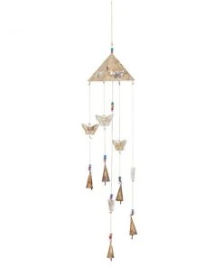 Grayson Lane 32-in Gold Wood Butterfly Wind Chime with Beads and Wind Catchers