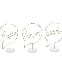 Grayson Lane Traditional Gold MDF/Iron Speech Balloons Tabletop Decoration - Set of 3
