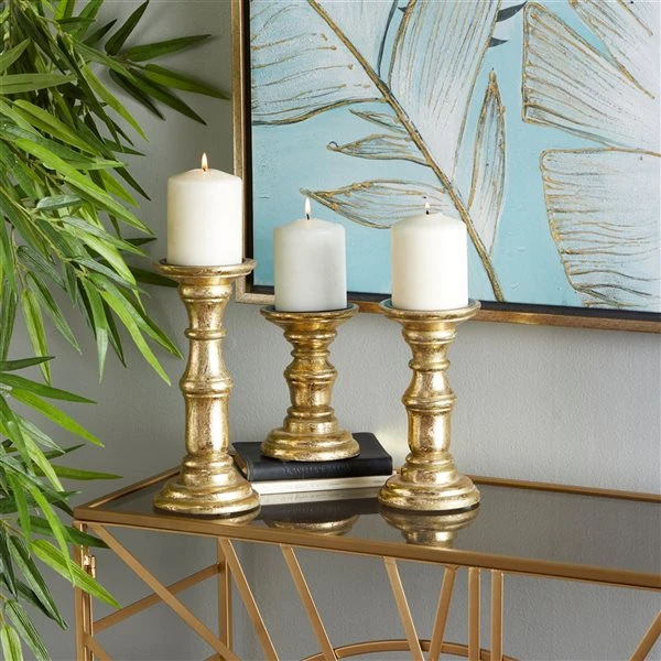 330942258_AlternateImage1_l.jpg Grayson Lane 1-Candle Gold Wood Pillar Candle Holders - 3-Pack -GRAYSON LANE shop 330942258 AlternateImage1 l