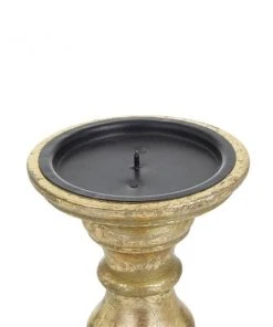 Grayson Lane 1-Candle Gold Wood Pillar Candle Holders - 3-Pack 3 Grayson Lane 1-Candle Gold Wood Pillar Candle Holders - 3-Pack -GRAYSON LANE shop 330942258 AlternateImage4 l