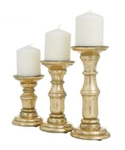 Grayson Lane 1-Candle Gold Wood Pillar Candle Holders - 3-Pack 4 Grayson Lane 1-Candle Gold Wood Pillar Candle Holders - 3-Pack -GRAYSON LANE shop 330942258 AlternateImage5 l