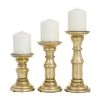 Grayson Lane 1-Candle Gold Wood Pillar Candle Holders - 3-Pack