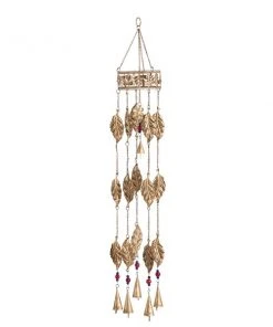 Grayson Lane 35-in Brown Metal Leaves Wind Chime with Multicoloured Beads