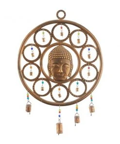 Grayson Lane 25-in Brass Metal Buddha Wind Chime with Bells