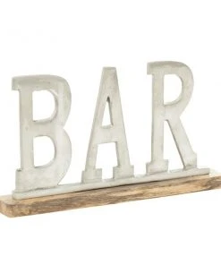 Grayson Lane Glam Silver Aluminum/Wood Bar Sign Tabletop Decoration