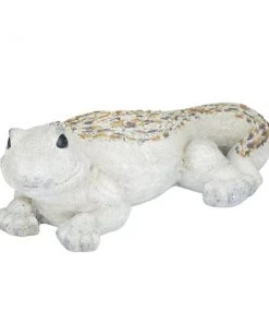 Grayson Lane 6.45-in H x 19.05-in W White Lizard Garden Statue