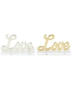 Grayson Lane Glam Clear and Gold Acrylic/Aluminum Love Sign Tabletop Decoration - Set of 2