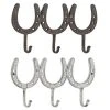 Grayson Lane 3-Hook Decorative Brown and White Iron Wall Hooks - Set of 2