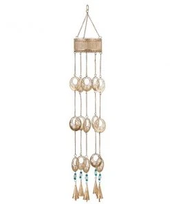 Grayson Lane 35-in Gold Metal Wind Chime with Bells and Multicoloured Beads