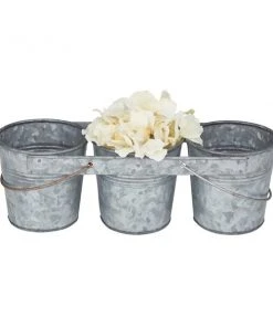 Grayson Lane 14-in x 5-in Grey Metal Farmhouse Planter with Handles