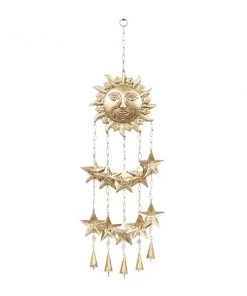 Grayson Lane 35-in Gold Metal Sunface Wind Chime with Dangling Stars
