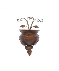 Grayson Lane 11-in x 18-in Dark Brown Iron Traditional Hanging Planter