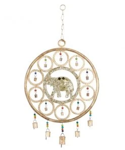 Grayson Lane 27-in Gold Textured Metal Elephant Wind Chime