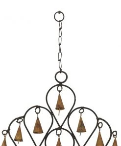 Grayson Lane 17-in Bohemian Black/Brass Metal Cone-Shaped Bell Wind Chime with Reversed Teardrop Pattern -GRAYSON LANE shop 330942333 AlternateImage3 l