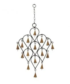 Grayson Lane 17-in Bohemian Black/Brass Metal Cone-Shaped Bell Wind Chime with Reversed Teardrop Pattern -GRAYSON LANE shop 330942333 AlternateImage5 l