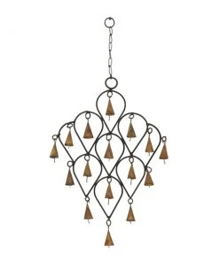 Grayson Lane 17-in Bohemian Black/Brass Metal Cone-Shaped Bell Wind Chime with Reversed Teardrop Pattern