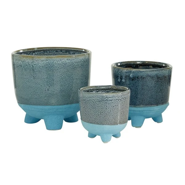 Grayson Lane 7 3/4-in x 7 1/2-in Blue Ceramic Contemporary Planters - Set of 3 5 Grayson Lane 7 3/4-in x 7 1/2-in Blue Ceramic Contemporary Planters - Set of 3 - Image 5