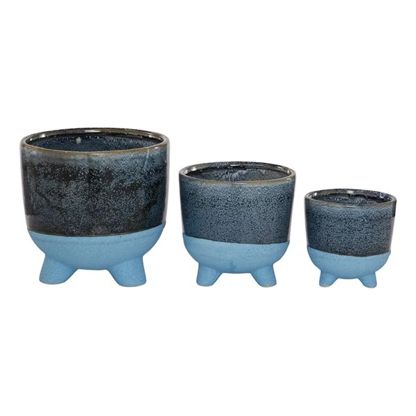 Grayson Lane 7 3/4-in x 7 1/2-in Blue Ceramic Contemporary Planters - Set of 3 1 Grayson Lane 7 3/4-in x 7 1/2-in Blue Ceramic Contemporary Planters - Set of 3