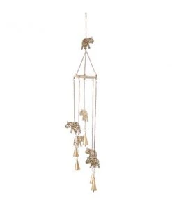 Grayson Lane 39-in Gold Metal Beaded Baby Rhino Wind Chime with White Glass Beads -GRAYSON LANE shop 330942351 AlternateImage5 l