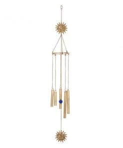 Grayson Lane 41-in Gold Metal Sun Wind Chime with Tubes